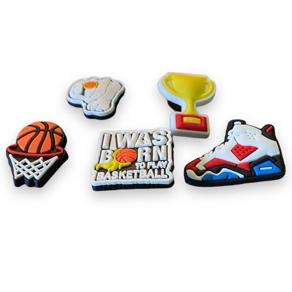 5 Basketball Shoe Charms Decorations Assorted Ball Sneakers - Picture 2 of 2